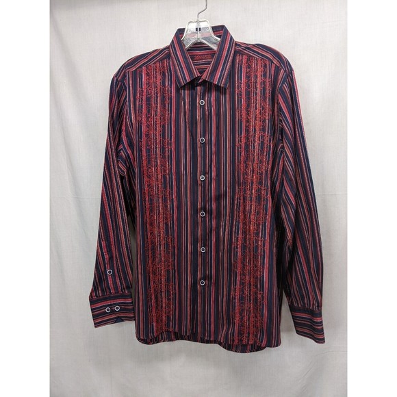 Visconti Paisley Shirt Men's Medium Flip Cuff Multicolor Peach Orange Party Fun - Picture 1 of 9